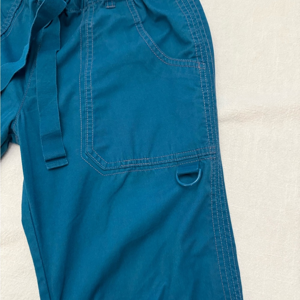 Women's Koi Teal Drawstring Cargo scrub Pants - Picture 4 of 10